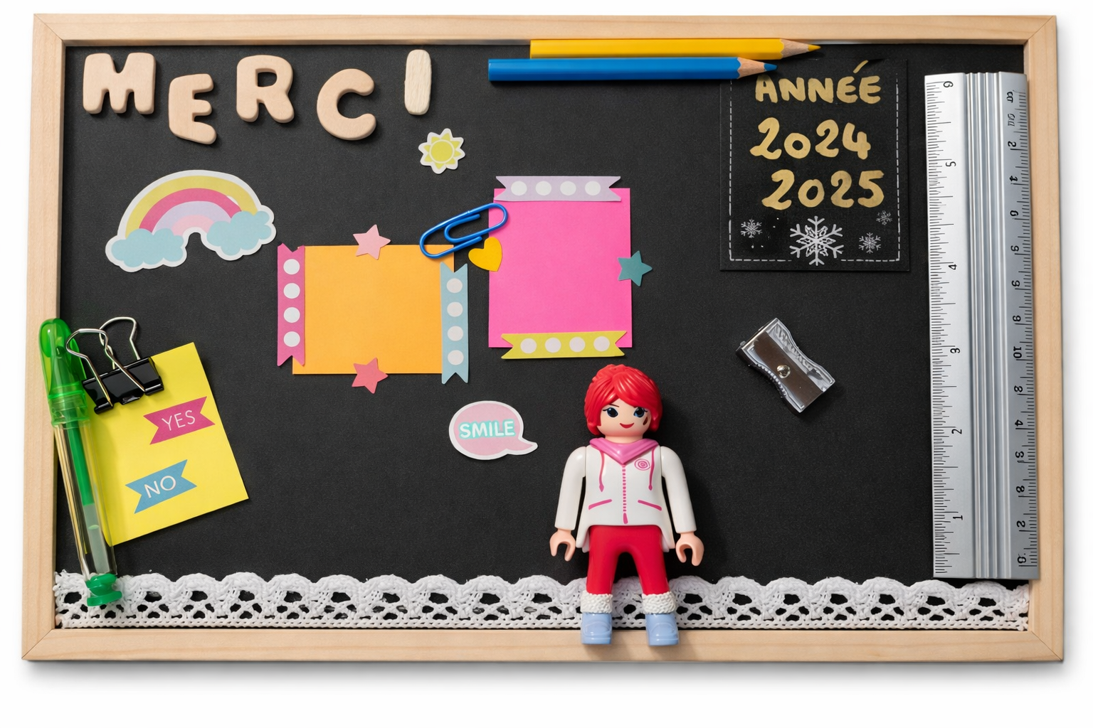 Ardoise « Merci » (Playmobile femme)